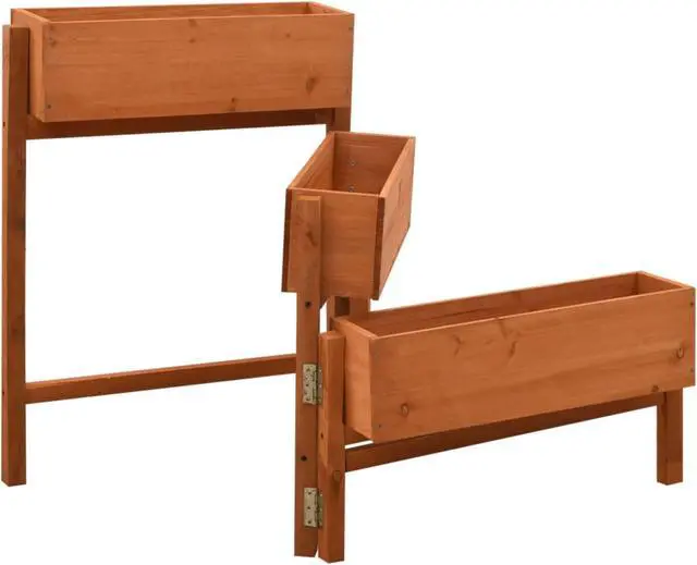 Alt view image 10 of 13 - vidaXL Planter Foldable Flower Box Raised Garden Bed Planter Solid Firwood