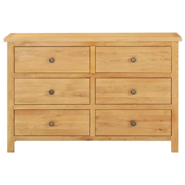 Alt view image 13 of 14 - vidaXL Solid Oak Wood Chest of Drawers Drawer Side Storage Cabinet Sideboard