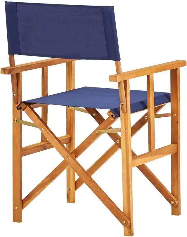 Alt view image 4 of 15 - vidaXL Director's Chair Solid Acacia Wood Blue