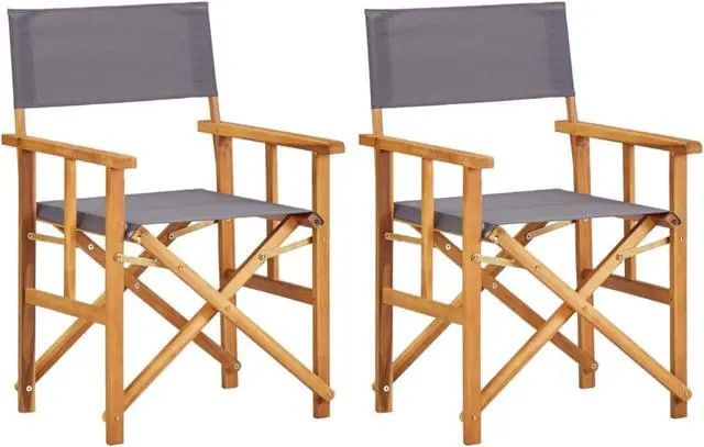 Alt view image 12 of 14 - vidaXL Director's Chair 2 Pcs Camping Chair for Outdoor Garden Solid Wood Acacia