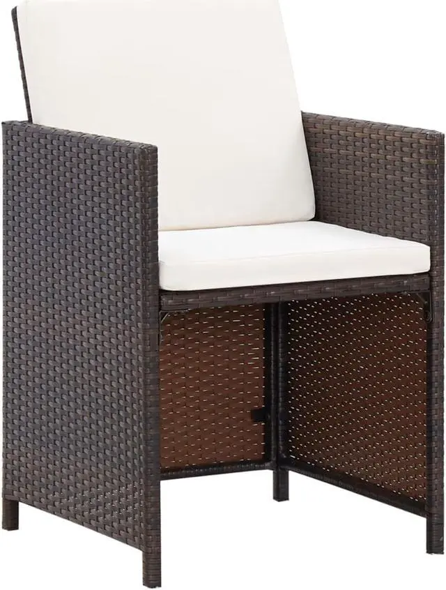 Alt view image 12 of 13 - vidaXL Patio Chairs 2 Pcs Patio Dining Chair with Cushions Poly Rattan Brown