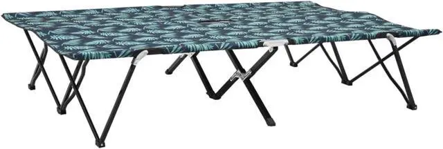 Main image of vidaXL Two Person Folding Sun Lounger Leaf Print Steel