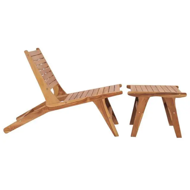 Alt view image 12 of 13 - vidaXL Patio Chair Patio Chaise Lounge Chair with Footrest Solid Wood Teak