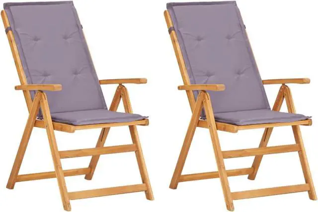 Alt view image 12 of 15 - vidaXL Outdoor Recliner Chairs 2 Pcs Reclining Chair Brown Solid Wood Acacia