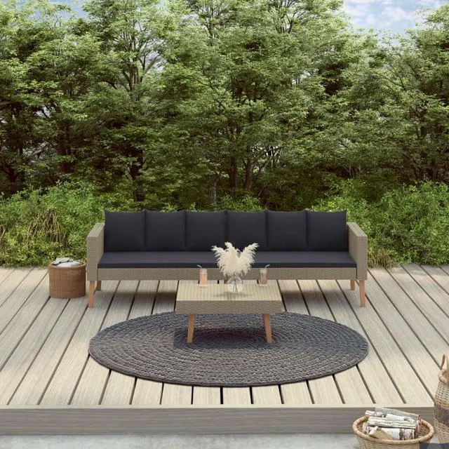 Main image of vidaXL 2 Piece Garden Lounge Set with Cushions Poly Rattan Beige