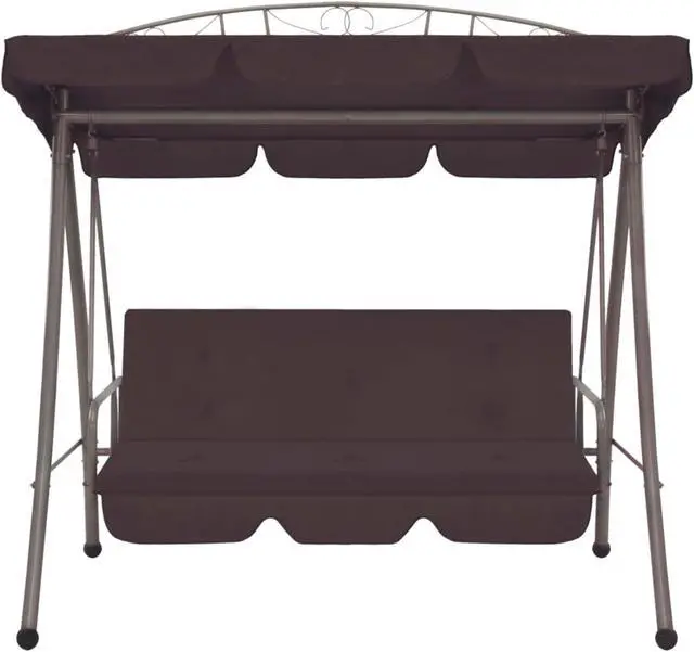 Alt view image 4 of 10 - vidaXL Outdoor Convertible Swing Bench with Canopy Coffee