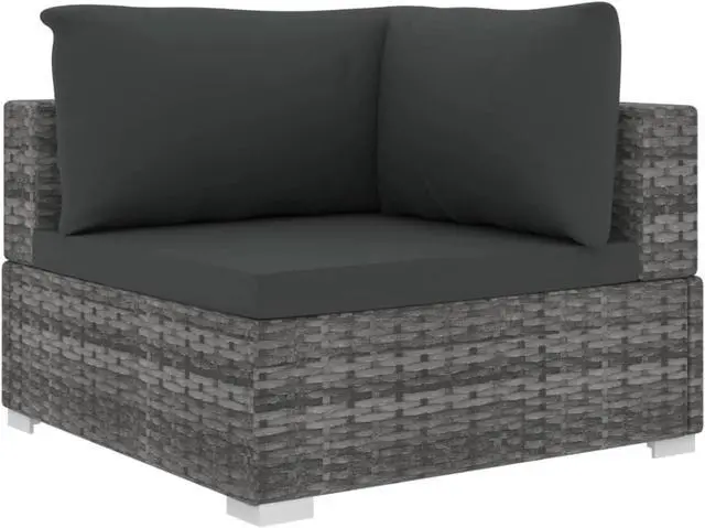 Alt view image 4 of 10 - vidaXL 4 Piece Garden Lounge Set with Cushions Poly Rattan Gray