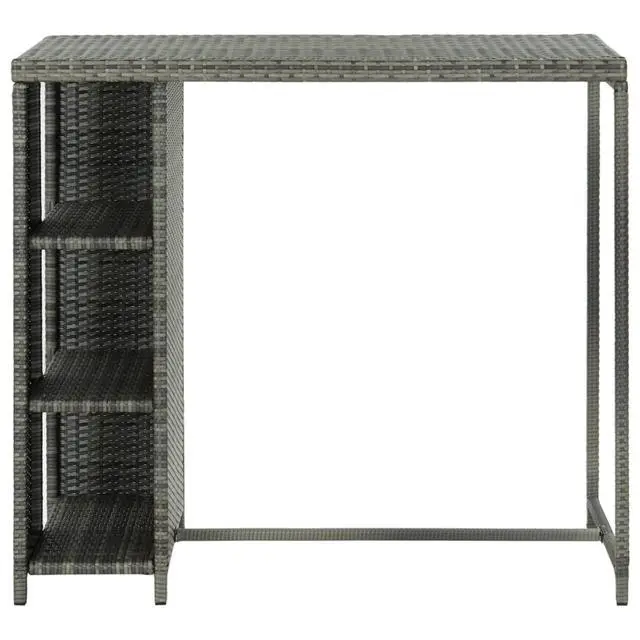 Alt view image 13 of 15 - vidaXL Bar Table with Storage Rack Gray Poly Rattan Dining Room Kitchen Table