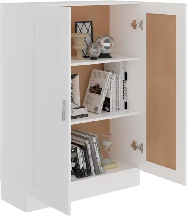 Alt view image 3 of 10 - vidaXL Book Cabinet White 32.5"x12"x45.3" Chipboard