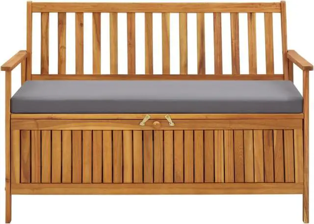 Alt view image 2 of 14 - vidaXL Garden Storage Bench 47.2" Solid Acacia Wood