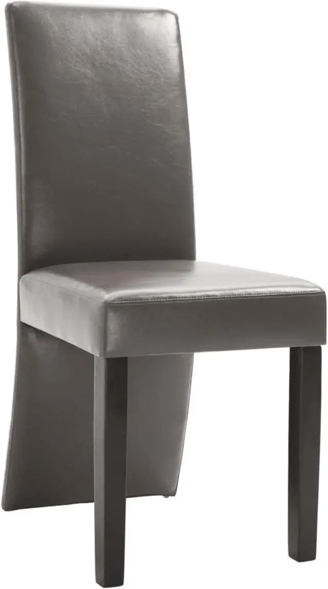 Alt view image 6 of 7 - vidaXL Dining Chairs 4 Pcs Side Chair with Solid Wood Legs Gray Faux Leather