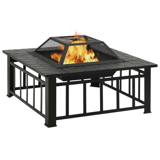 Alt view image 12 of 13 - vidaXL Fire Pit Outdoor Fireplace for Camping Firebowl with Poker XXL Steel