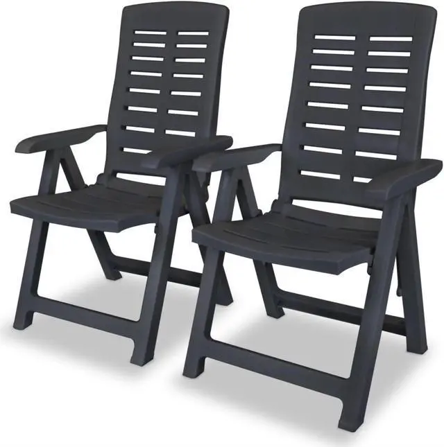 Main image of vidaXL Reclining Garden Chairs 2 pcs Plastic Anthracite