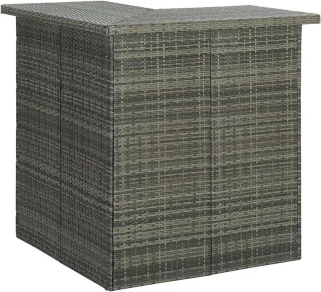 Alt view image 11 of 13 - vidaXL Corner Bar Table Gray Poly Rattan Dining Room Kitchen Counter Table