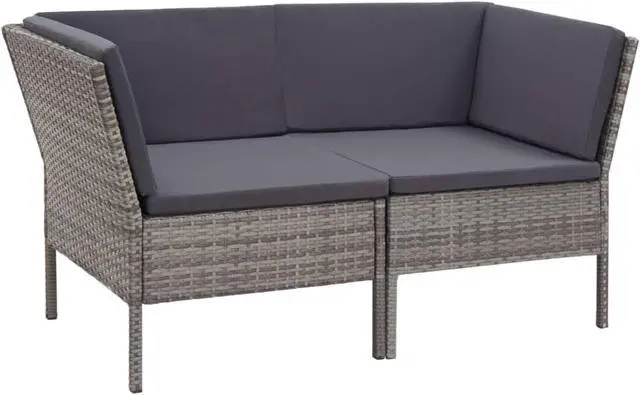 Alt view image 3 of 10 - vidaXL 6 Piece Garden Lounge Set with Cushions Poly Rattan Gray