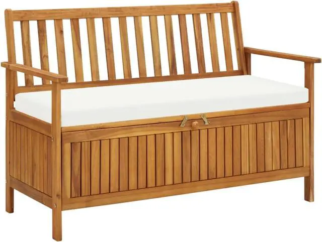 Alt view image 12 of 17 - vidaXL Outdoor Storage Bench Deck Box for Patio Furniture Solid Wood Acacia
