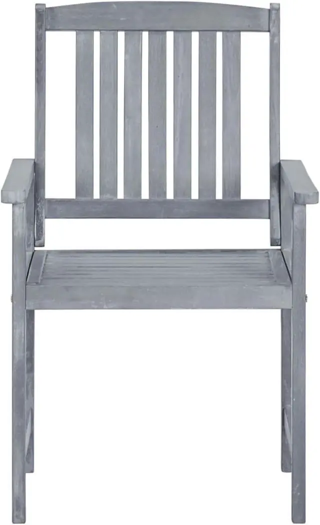 Alt view image 14 of 15 - vidaXL Patio Chairs 2 Pcs Dining Chair with Armrest Solid Wood Acacia Gray