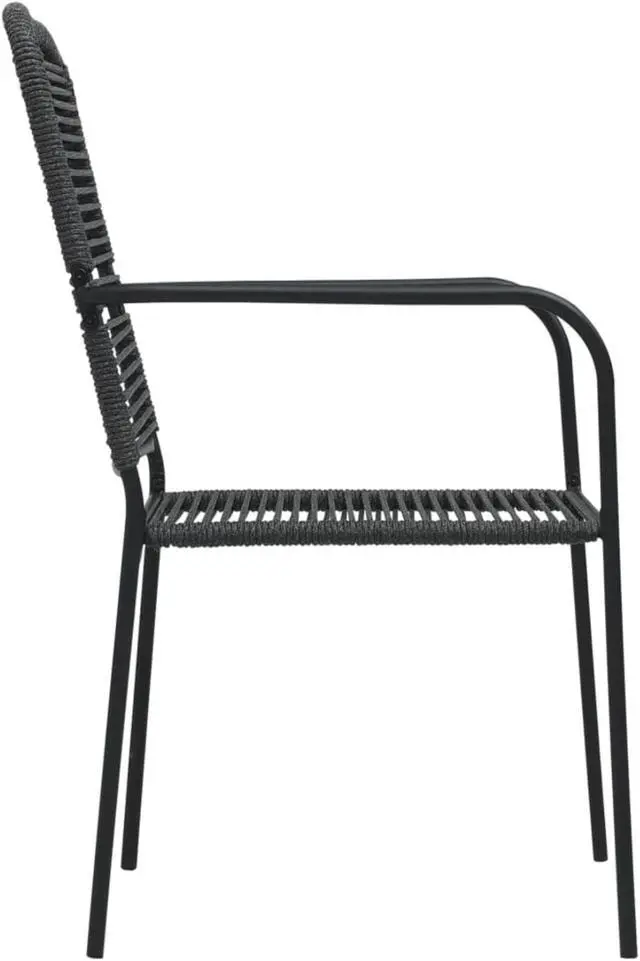 Alt view image 8 of 12 - vidaXL Patio Chairs 2 Pcs Outdoor Dining Chair Cotton Rope and Steel Black
