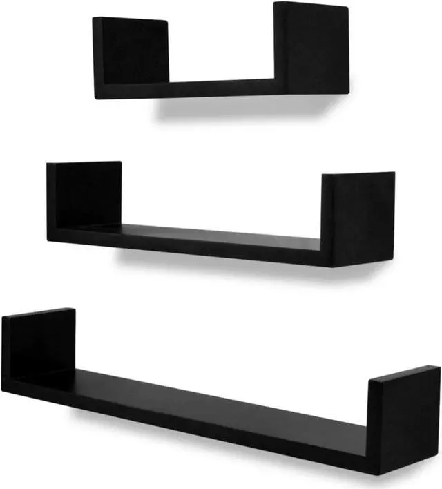 Alt view image 2 of 8 - vidaXL Wall Shelves 6 pcs Black