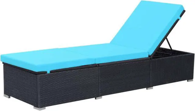 Alt view image 9 of 16 - vidaXL Patio Lounge Chair Outdoor Chaise Lounge with Cushion Poly Rattan Black