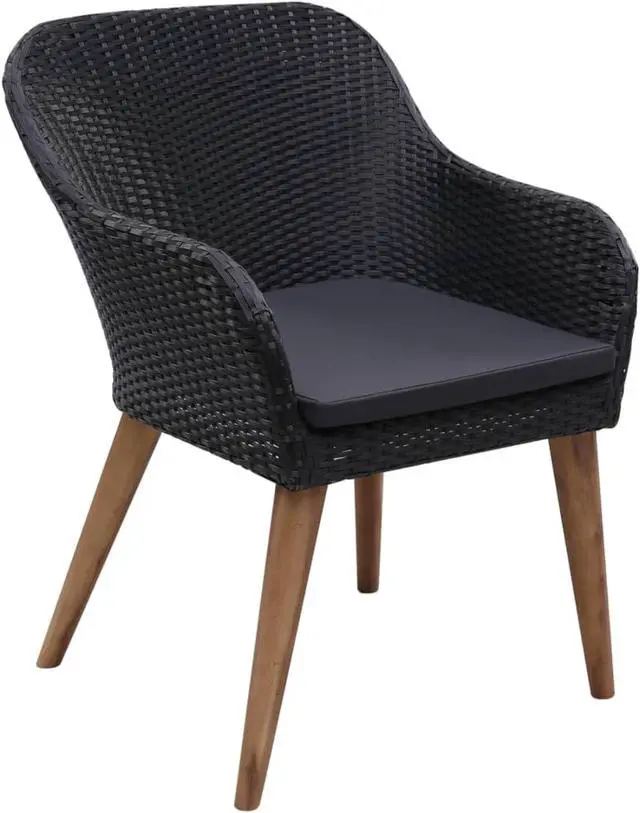 Alt view image 13 of 14 - vidaXL Patio Chairs 2 Pcs Patio Dining Chair with Cushions Poly Rattan Black