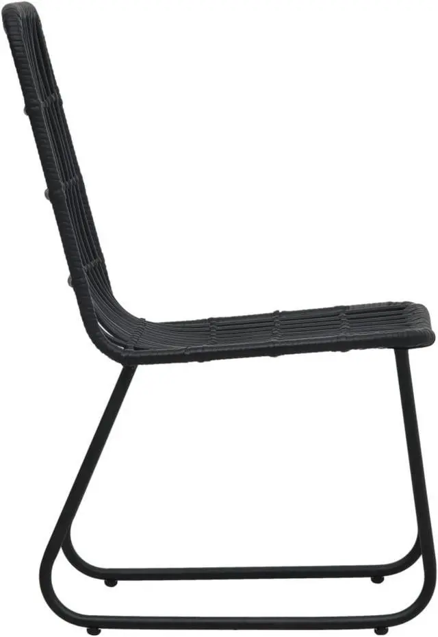Alt view image 4 of 14 - vidaXL Garden Chair Set of 2 Black PE Rattan, Powder-Coated Steel