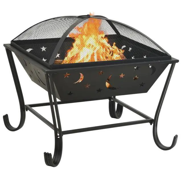Alt view image 12 of 13 - vidaXL Fire Pit Outdoor Fireplace for Camping Firebowl with Poker XXL Steel