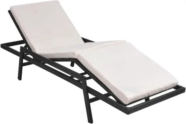 Alt view image 2 of 14 - vidaXL Sun Lounger with Cushion Poly Rattan Black