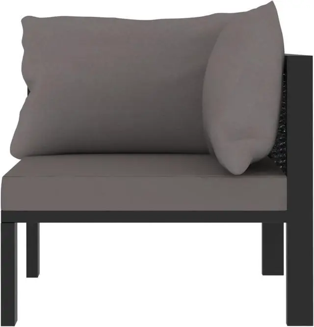 Alt view image 2 of 10 - vidaXL Sectional Corner Sofa with Left Armrest Poly Rattan Anthracite