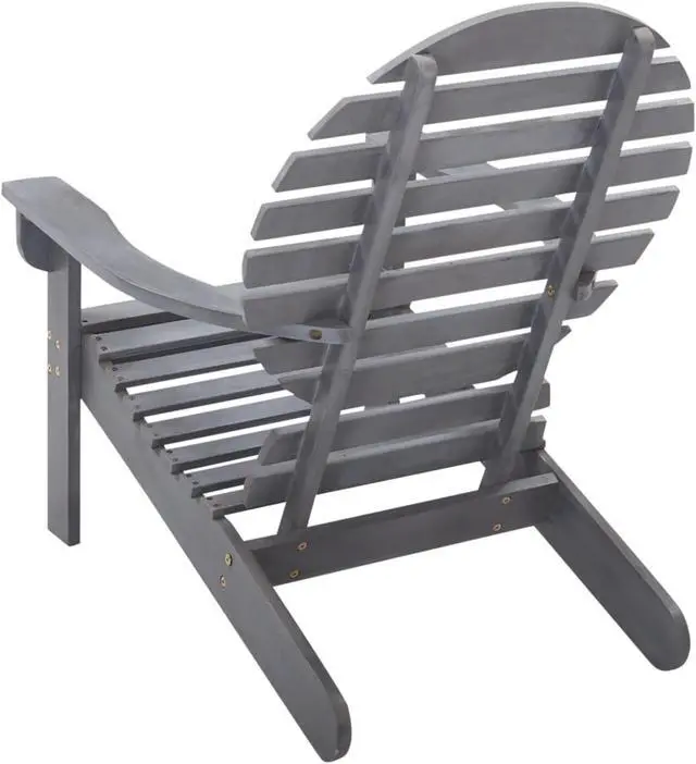 Alt view image 10 of 12 - vidaXL Folding Adirondack Chair Lawn Chair for Porch Solid Wood Acacia Gray