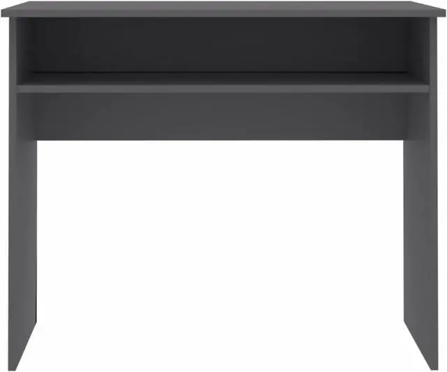 Alt view image 11 of 11 - vidaXL Desk Computer Desk Home Office Desk with Shelf Gray Engineered Wood