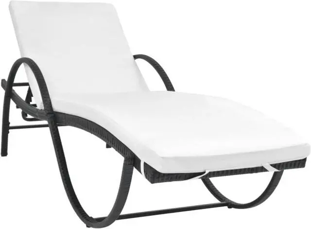 Alt view image 12 of 14 - vidaXL Patio Lounge Chair Outdoor Chaise Lounge with Cushion Poly Rattan Black