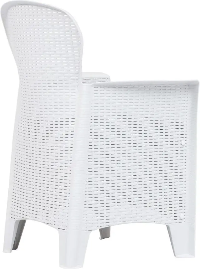 Alt view image 14 of 14 - vidaXL Patio Chairs 2 Pcs Dining Chair with Cushion White Plastic Rattan Look
