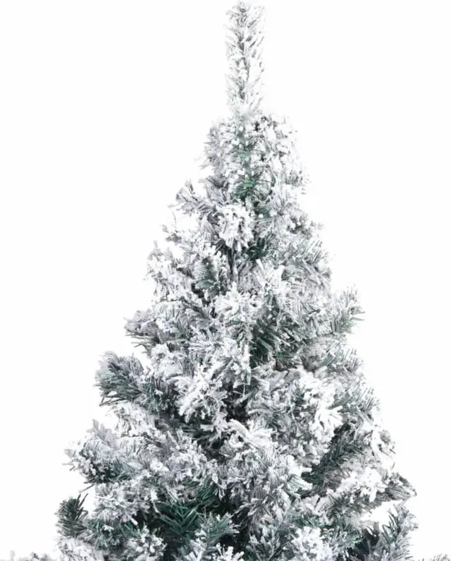 Alt view image 12 of 13 - vidaXL Christmas Tree Artificial Tree with Stand and Flocked Snow Green PVC