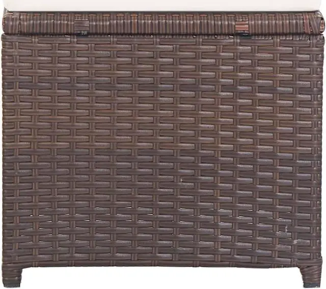 Alt view image 11 of 11 - vidaXL 2x Patio Stools with Cushions Poly Rattan Brown Seat Chairs Set Pads