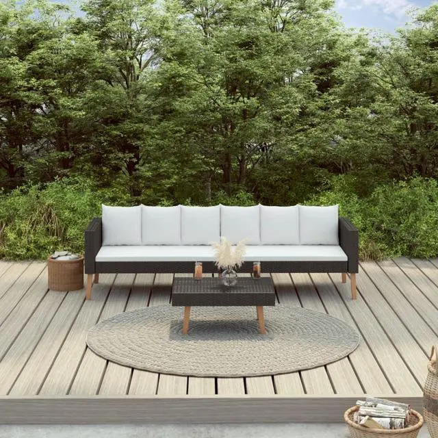 Main image of vidaXL 2 Piece Garden Lounge Set with Cushions Poly Rattan Black