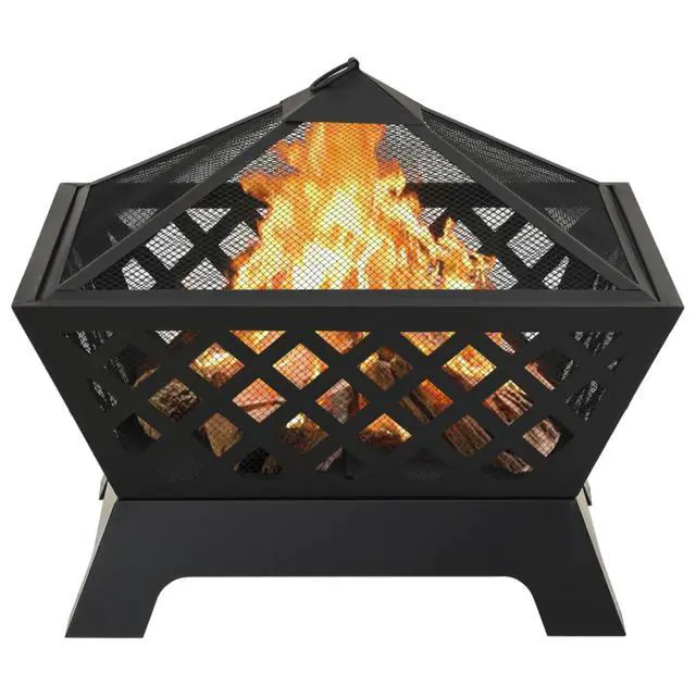 Alt view image 13 of 13 - vidaXL Fire Pit Outdoor Fireplace for Camping Firebowl with Poker XXL Steel