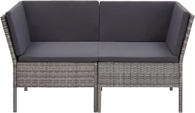 Alt view image 4 of 10 - vidaXL 6 Piece Garden Lounge Set with Cushions Poly Rattan Gray