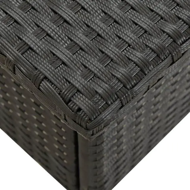 Alt view image 4 of 11 - vidaXL Tea Table Black 19.7"x19.7"x18.5" Poly Rattan