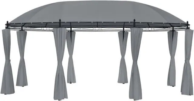 Main image of vidaXL Gazebo with Curtains 208.7"x137.8"x104.3" Anthracite