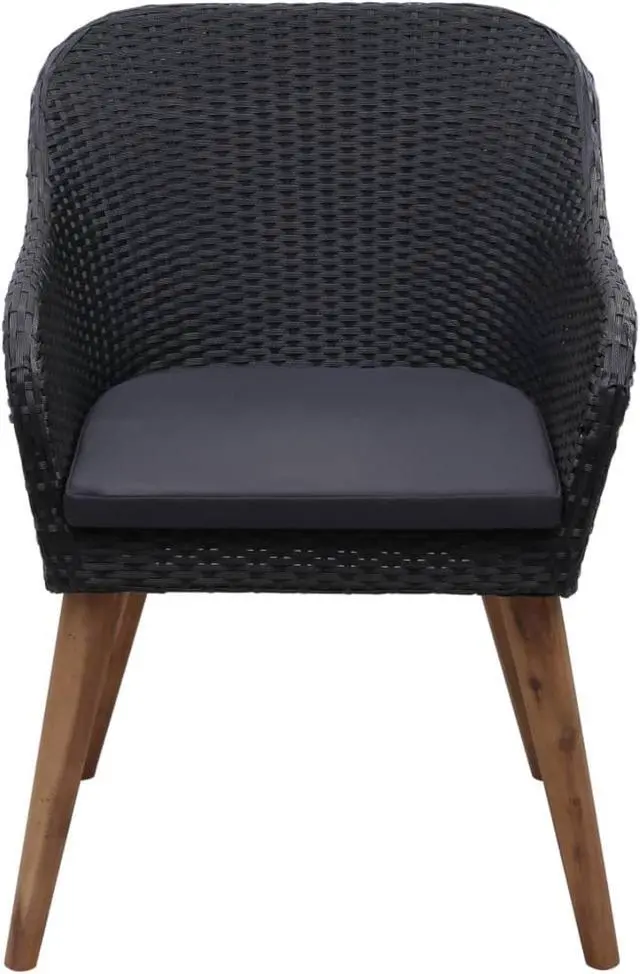 Alt view image 14 of 14 - vidaXL Patio Chairs 2 Pcs Patio Dining Chair with Cushions Poly Rattan Black