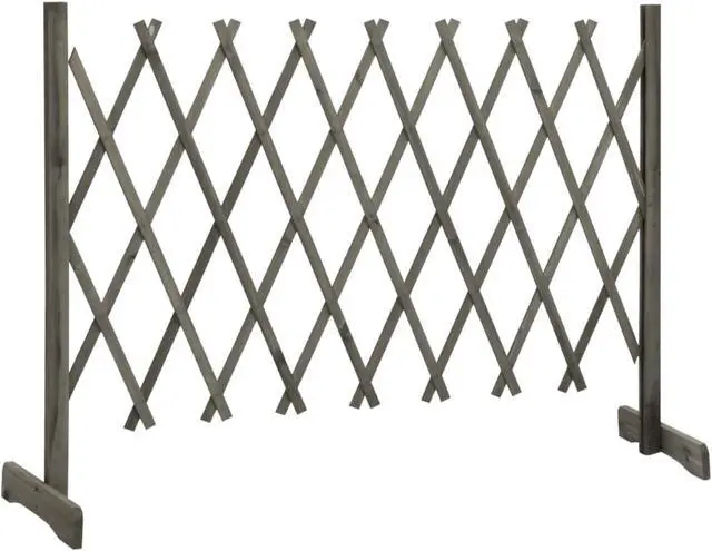 Alt view image 12 of 13 - vidaXL Trellis Fence Garden Trellis Lattice Gray 59.1"x31.5" Solid Firwood