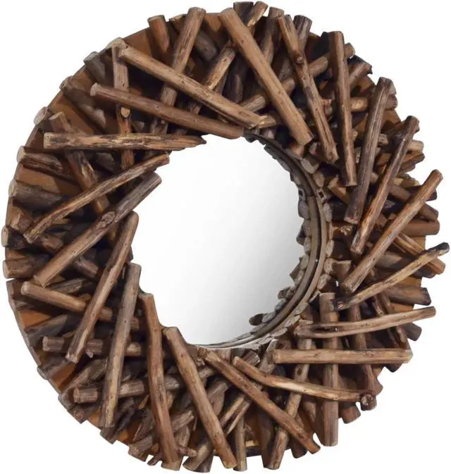 Alt view image 11 of 13 - vidaXL Mirror Natural Wood Solid teak wood and glass Medium