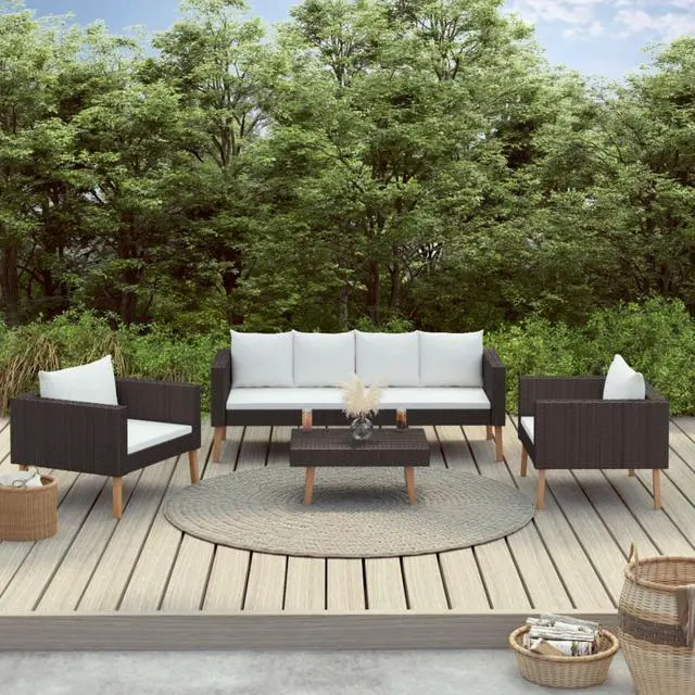 Main image of vidaXL 4 Piece Garden Lounge Set with Cushions Poly Rattan Black