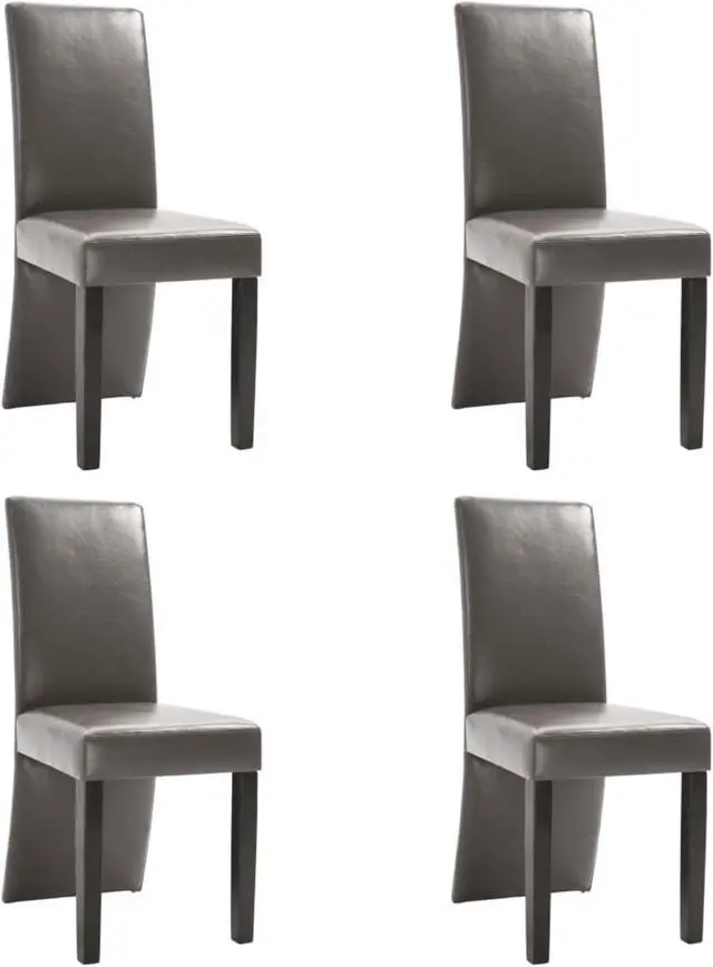 Alt view image 4 of 7 - vidaXL Dining Chairs 4 Pcs Side Chair with Solid Wood Legs Gray Faux Leather