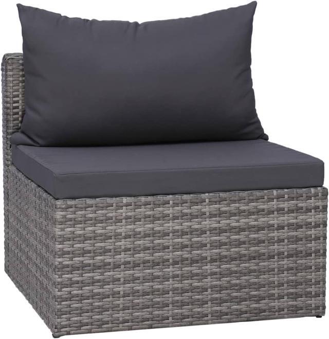 Alt view image 4 of 7 - vidaXL 3 Piece Garden Sofa Set with Cushions Gray Poly Rattan