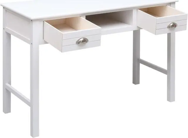 Alt view image 10 of 10 - vidaXL Writing Desk Computer Desk Laptop Table Home Workstation White Wood