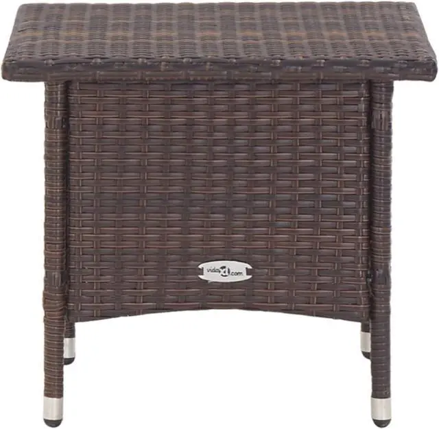 Alt view image 2 of 9 - vidaXL Tea Table Brown 19.7"x19.7"x18.5" Poly Rattan