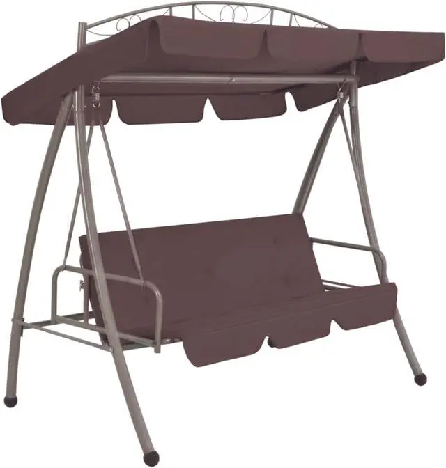 Main image of vidaXL Outdoor Convertible Swing Bench with Canopy Coffee