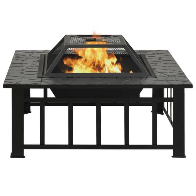 Alt view image 13 of 13 - vidaXL Fire Pit Outdoor Fireplace for Camping Firebowl with Poker XXL Steel